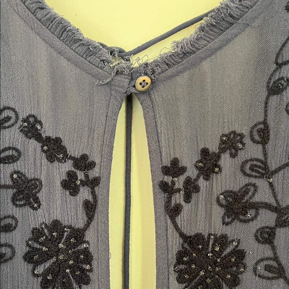 💙✨ Free People Indigo Embroidered Sleeveless Rayon Dress – Size XS ✨ - Picture 5 of 11